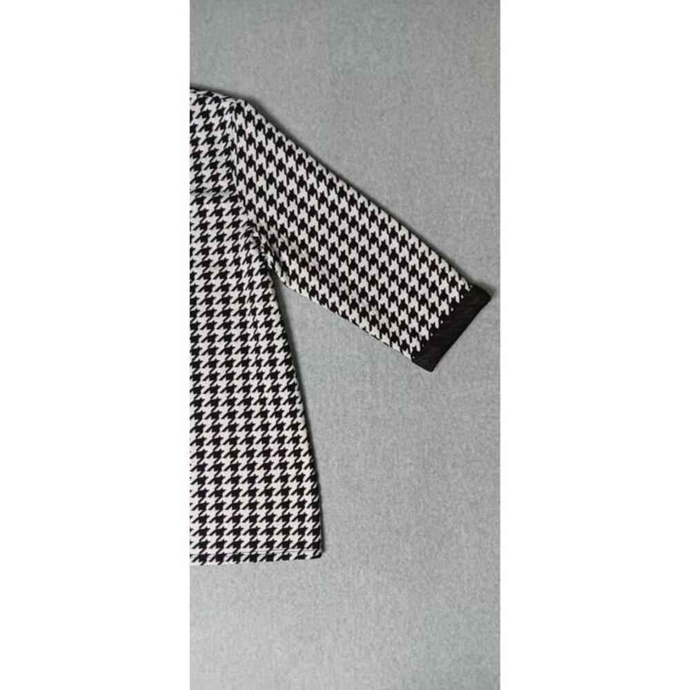 Chicos Houndstooth 3/4 Sleeve Sweater Womens Pullover Size 2 Black And White - Picture 5 of 11
